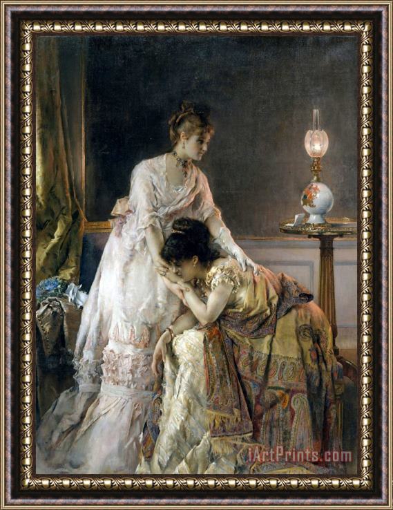 Alfred Stevens After The Ball, Also Known As Confidence Framed Painting