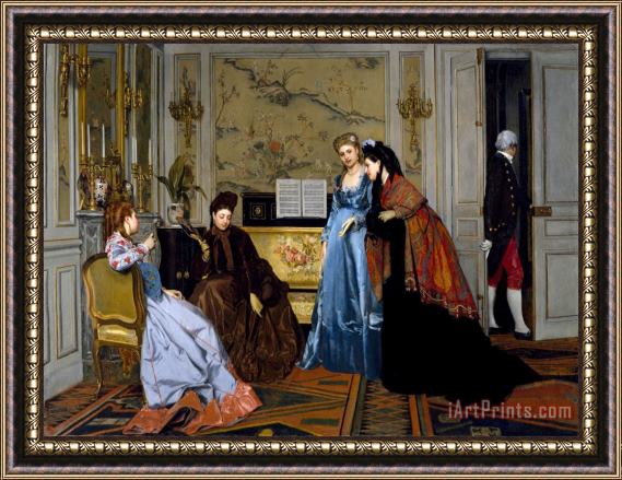 Alfred Stevens Elegant Figures in a Salon Framed Painting