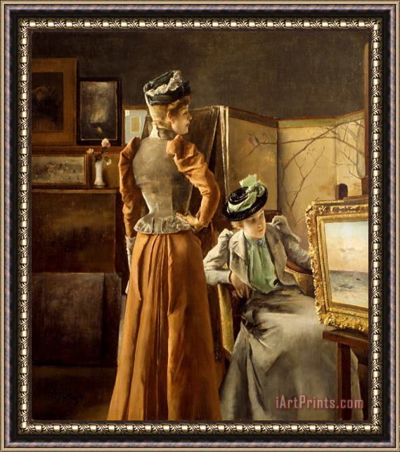 Alfred Stevens Visit to The Studio Framed Painting