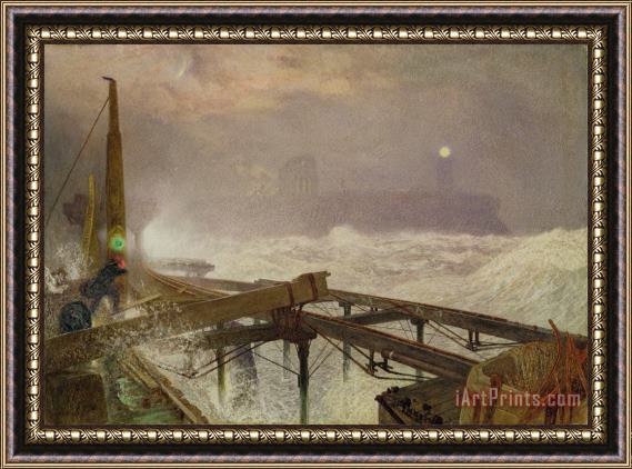 Alfred William Hunt Blue Lights - Teignemouth Pier Framed Painting