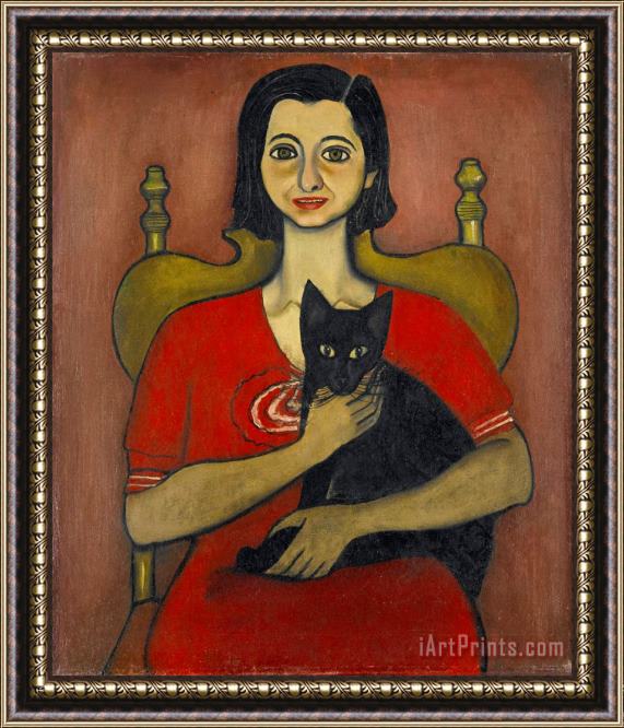 Alice Neel Untitled (woman with a Cat) Framed Painting