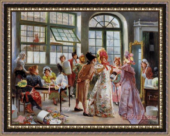 Alonso Perez Ladies at The Milliners Framed Painting