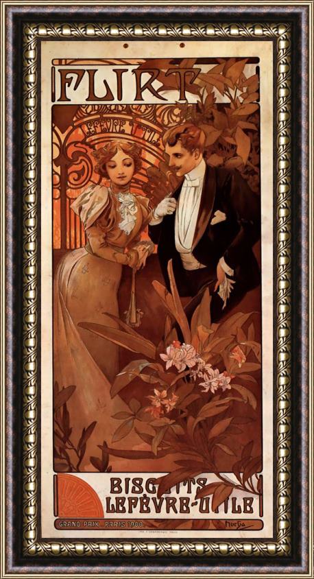 Alphonse Maria Mucha Flirt (calendar) Framed Painting
