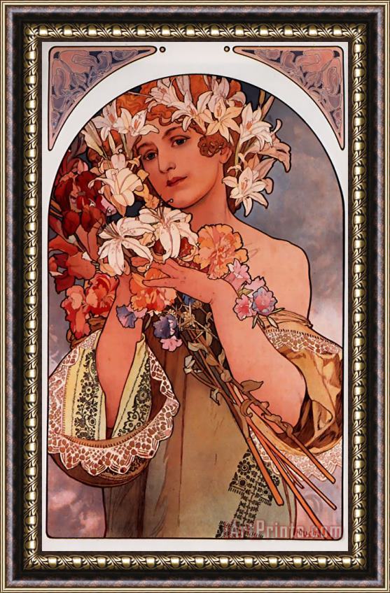 Alphonse Maria Mucha Flower Framed Painting