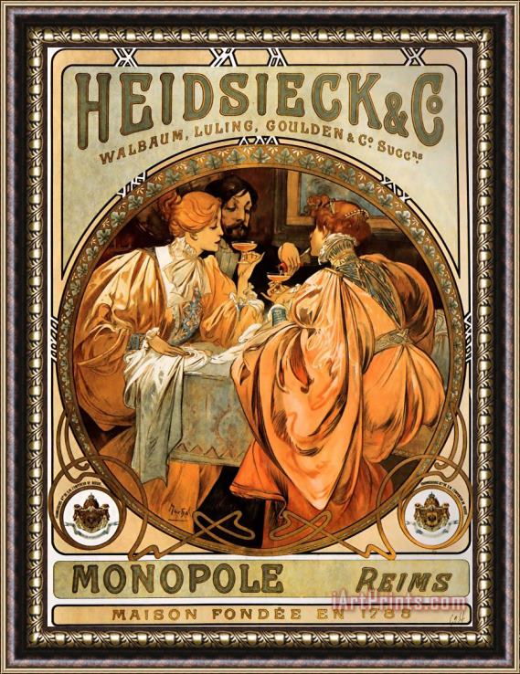 Alphonse Maria Mucha Heidsieck And Co. Framed Print