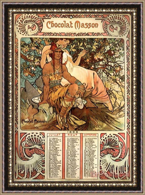 Alphonse Maria Mucha Manhood (calendar) Framed Painting