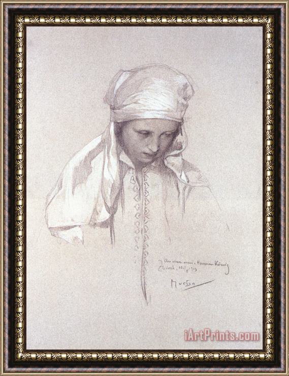 Alphonse Maria Mucha Portrait of a Girl Framed Print