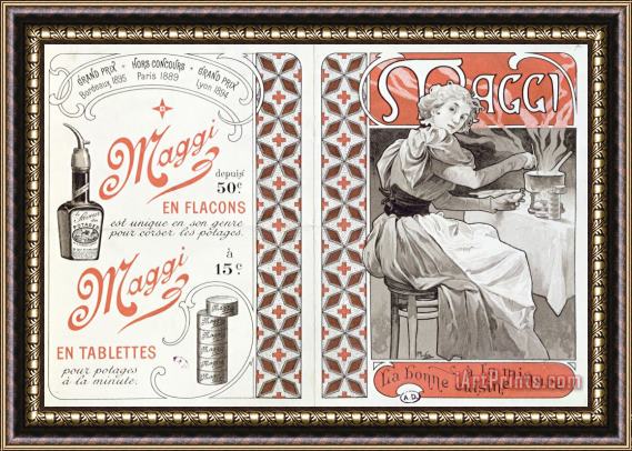 Alphonse Marie Mucha Advertisement for Maggi Late 19th Century Framed Painting