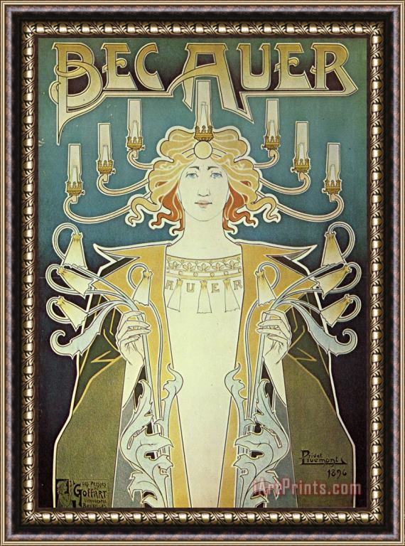 Alphonse Marie Mucha Becauer Lamps Framed Print