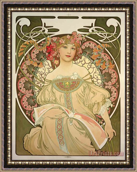 Alphonse Marie Mucha Champagne Printer Publisher 1897 Framed Painting