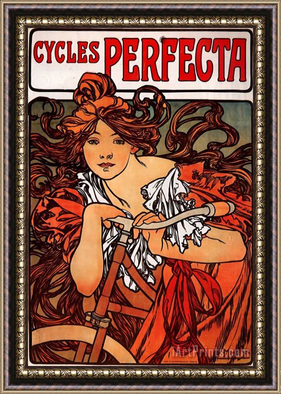 Alphonse Marie Mucha Cycles Perfecta 1902 Framed Print