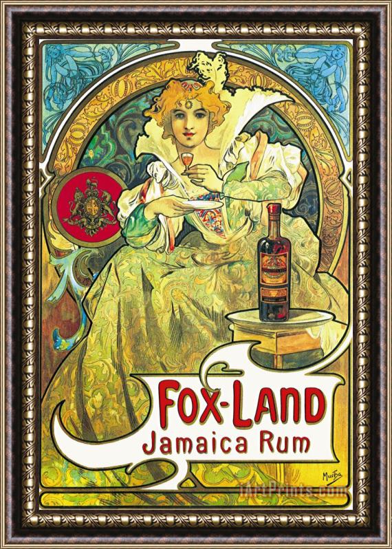 Alphonse Marie Mucha Fox Land Jamaica Rum Framed Print