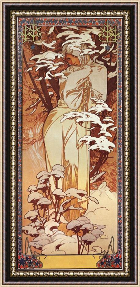 Alphonse Marie Mucha Hiver 1900 Framed Painting