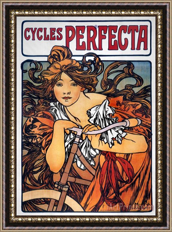 Alphonse Marie Mucha Mucha Bicycle Ad 1897 Framed Painting
