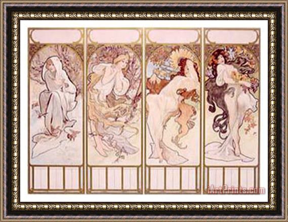 Alphonse Marie Mucha Seasons Winter Panel 1897 Framed Painting