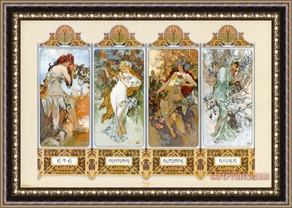 Alphonse Marie Mucha The Four Seasons Framed Print