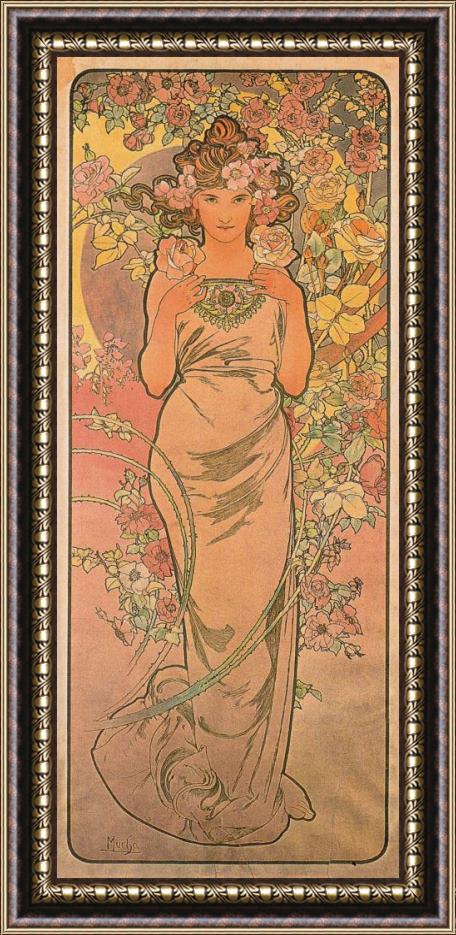 Alphonse Marie Mucha The Rose Framed Print
