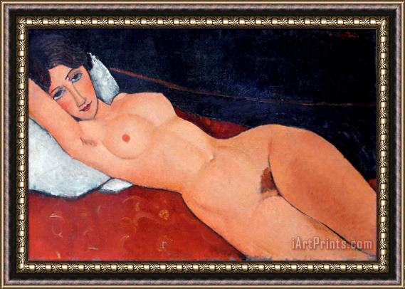 Amedeo Modigliani Female Nude Reclining on a White Pillow, 1917 Framed Painting