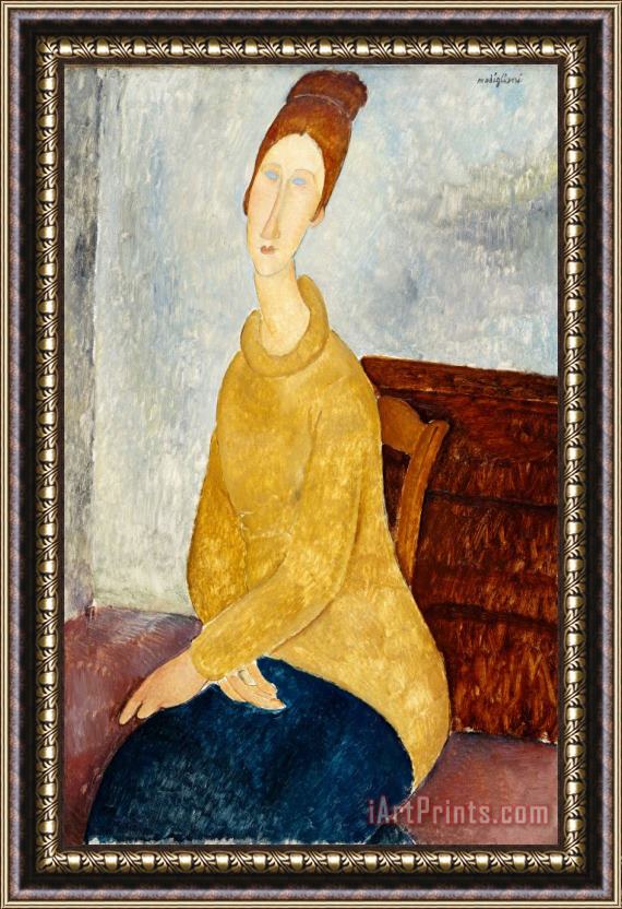 Amedeo Modigliani Jeanne Hebuterne with Yellow Sweater (le Sweater Jaune) Framed Print