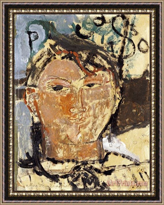 Amedeo Modigliani Portrait De Picasso Framed Painting