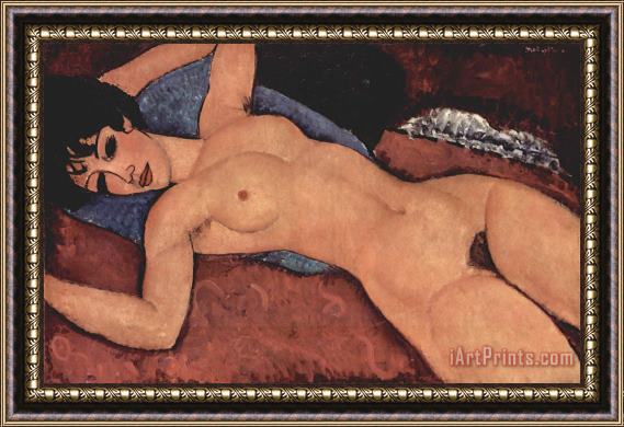 Amedeo Modigliani Red Female Nude Painting Framed Print