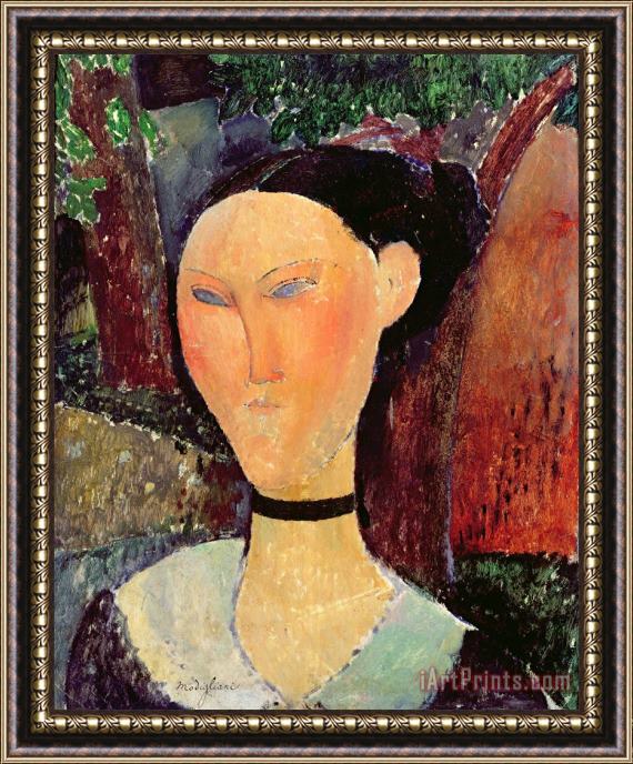 Amedeo Modigliani Woman with a Velvet Neckband Framed Painting
