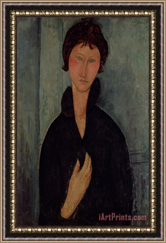 Amedeo Modigliani Woman with Blue Eyes Framed Painting