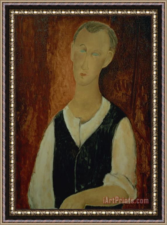 Amedeo Modigliani Young Man with a Black Waistcoat Framed Painting