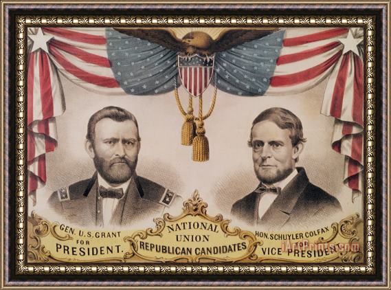 American School Electoral Poster For The Usa Presidential Election Of 1868 Framed Print