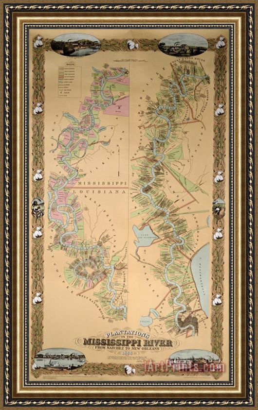 American School Map depicting plantations on the Mississippi River from ...