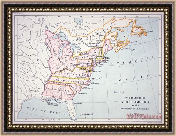 American School Map of the Colonies of North America at the time of the Declaration of Independence Framed Print