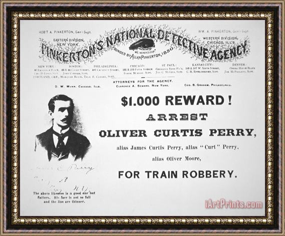 American School Reward poster for the arrest of Oliver Perry issued Framed Print