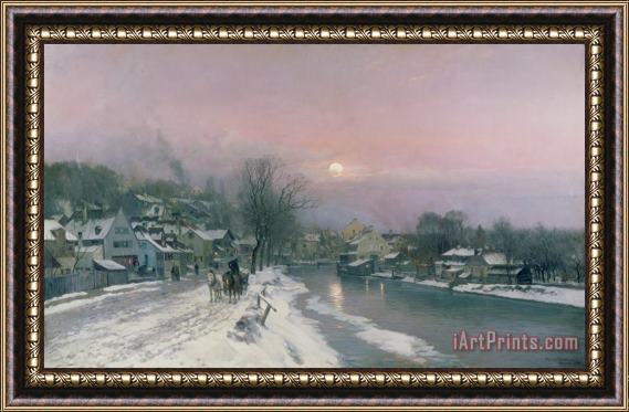 Anders Anderson Lundby A Canal Scene in Winter Framed Painting
