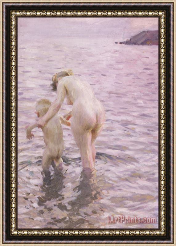 Anders Leonard Zorn With Mother Framed Painting
