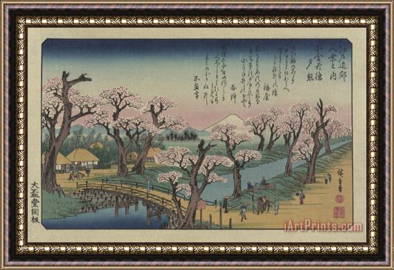 Ando Hiroshige Evening Glow at Koganei Bridge Framed Print