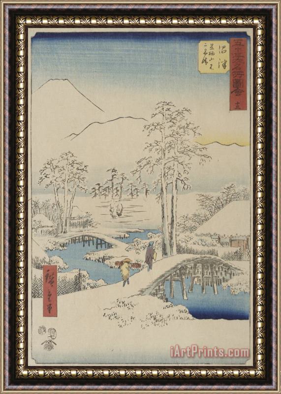 Ando Hiroshige Mt. Fuji And Mt. Ashigara From Numazu From The Series Vertical Tokaido Framed Painting