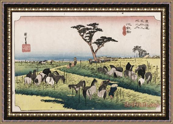 Ando Hiroshige The Horse Market in The Fourth Month at Chiryu Framed Painting