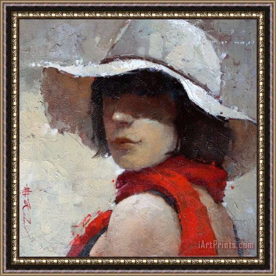 Andre Kohn Woman White Hat Framed Print