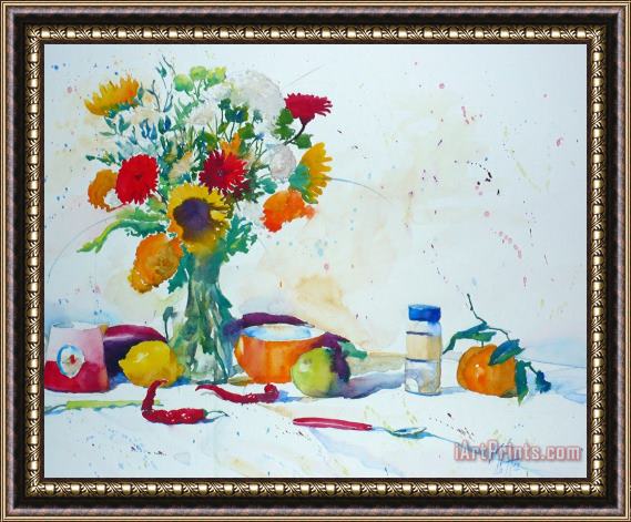 Andre Mehu Bouquet and robin Framed Print