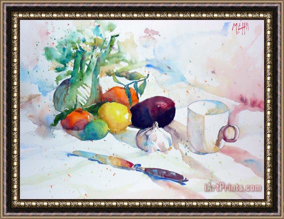 Andre Mehu Cup fruits and vegetables Framed Painting