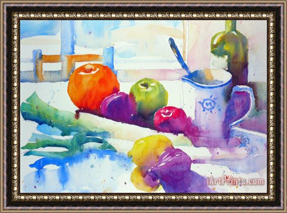 Andre Mehu Plums and leeks Framed Painting