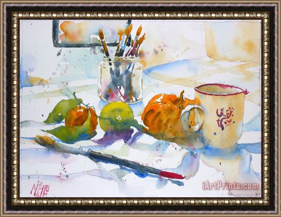 Andre Mehu Still life with brushes Framed Painting