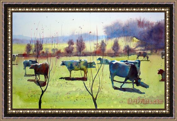 Andre Mehu The herd of Troverne Framed Painting