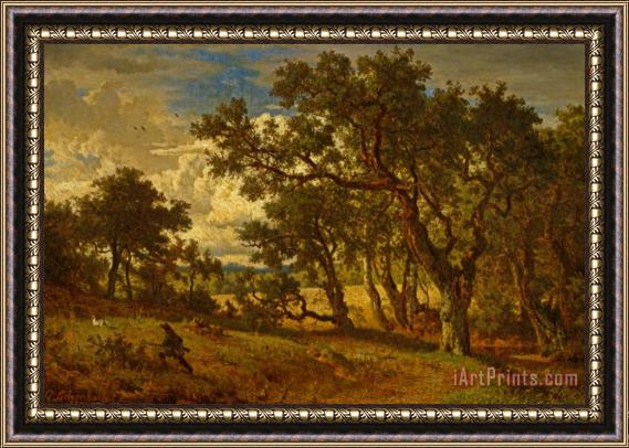 Andreas Achenbach A Hunter And His Dog Framed Painting