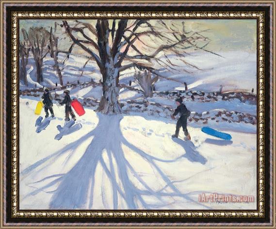 Andrew Macara obogganers near Youlegrave Framed Painting