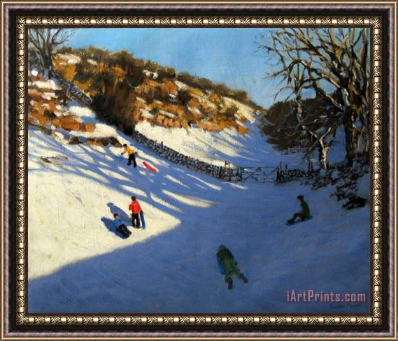 Andrew Macara Snow in the valley Framed Painting