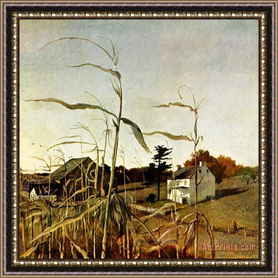 andrew wyeth Autumn Cornfield October 1 1950 Framed Painting