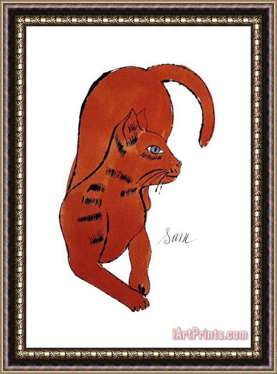 Andy Warhol 25 Cats Named Sam And One Blue Pussy by Andy Warhol C 1954 Red Sam Framed Painting