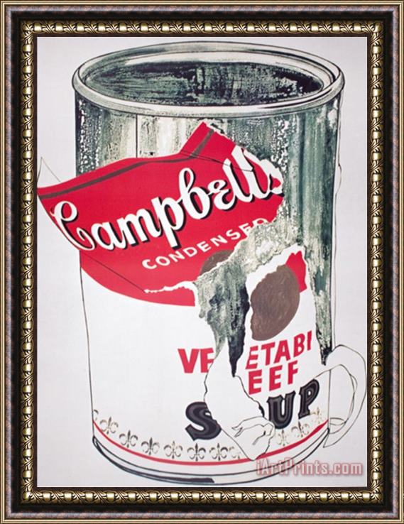 Andy Warhol Big Torn Campbell's Soup Can Vegetable Beef Framed Painting