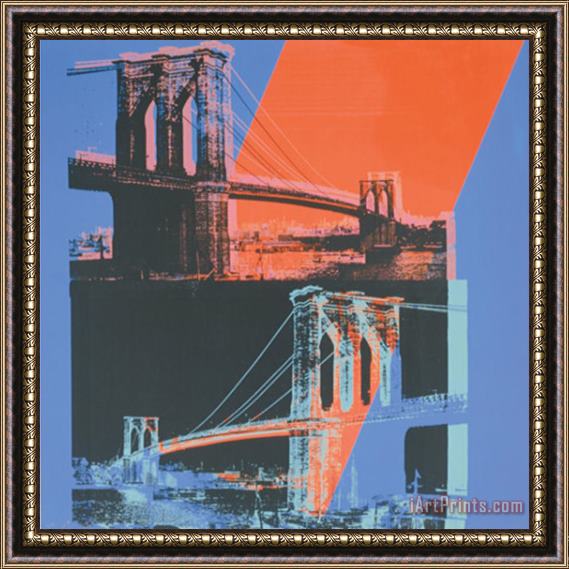 Andy Warhol Brooklyn Bridge C 1983 Pink Red Blue Framed Print